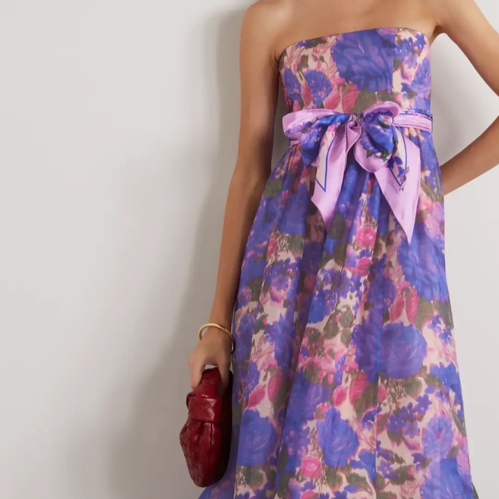 High Tide belted floral-print linen and silk-blend midi dress